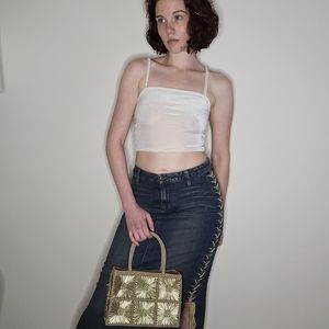 Vintage Jean Denim Maxi Mudd Yo Lace Up Skirt Size 7